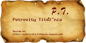 Petrovity Titánia névjegykártya